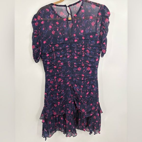 Tanya Taylor Falling Floral Carti silk ruffle boho mini Dress Size 8 - Picture 8 of 16